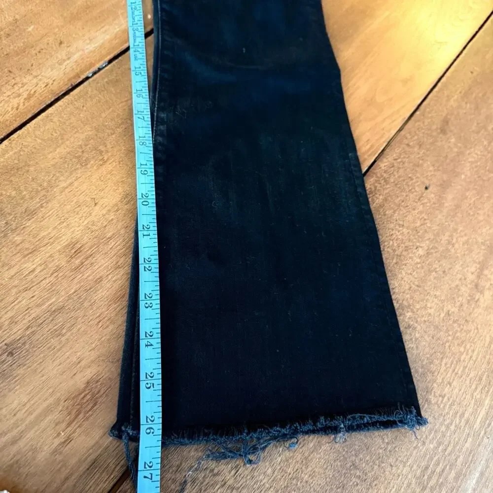 Mother‎ The Hustler Ankle Fray Black Wash Stretch Jeans Raw Hem Womens 24 Edgy